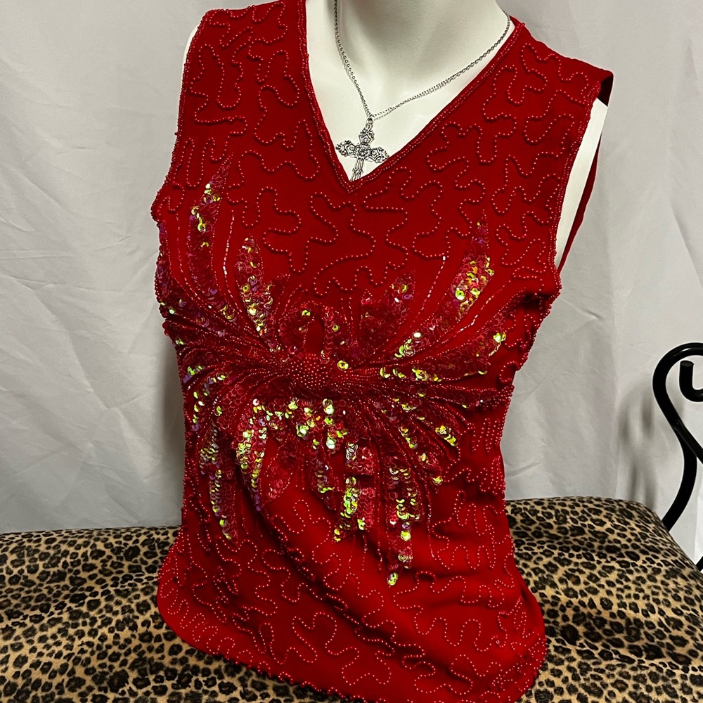 Temptation Italy 90s Beaded Butterfly Sequin Top